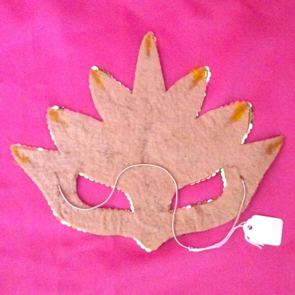 vintage gold sequin masquerade mask halloween costume - Picture 3 of 3